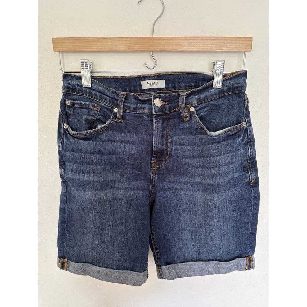 Kensie Jeans Women’s Denim Shorts Size 4 / 27 Mid Rise Cuffed Stretch Blue